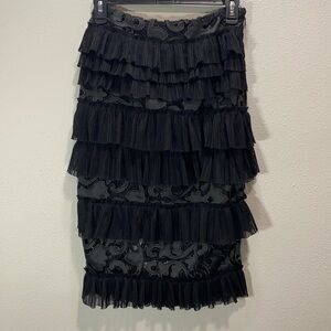 ISLA Lace ruffled midi skirt